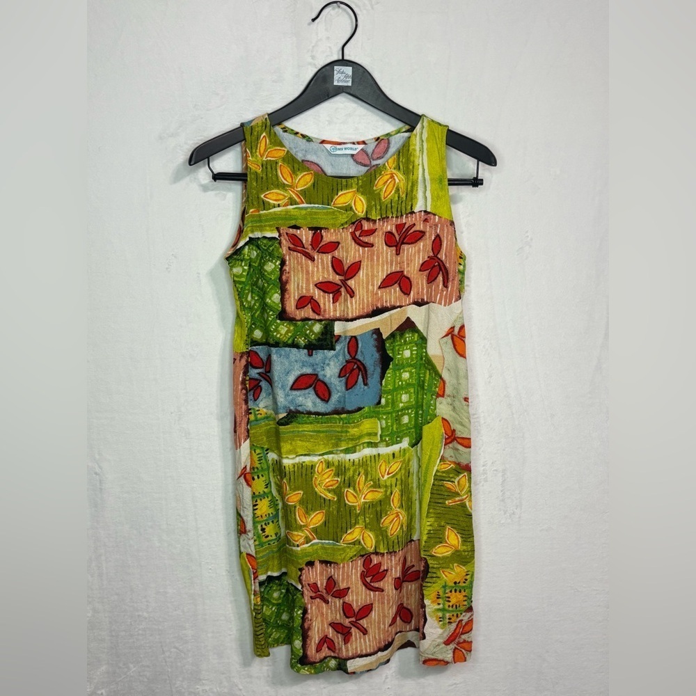 Jams World Patchwork Dress XS Multicolor Art Print Resort Sleeveless Luxe
